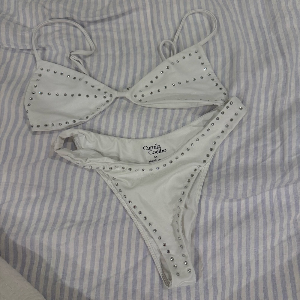 Camila Coelho White Studded Two-Piece Bikini